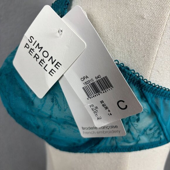 Simone Perele Women's Opaline French Full Cup Sheer Bra Underwire Green 36C NWTs - Picture 6 of 8